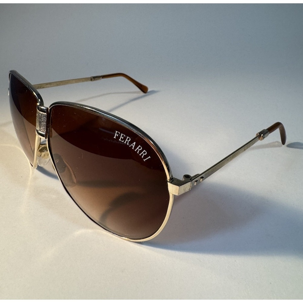 Vintage 70s Ferarri Pilot Folding Gold Framed Sunglasses